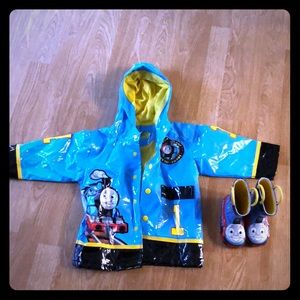 Thomas the Train rain jacket and rain boot set 2t